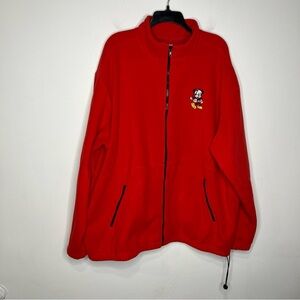 Disneyland resort Christmas Mickey Mouse red fleece full zip jacket size XXL‎